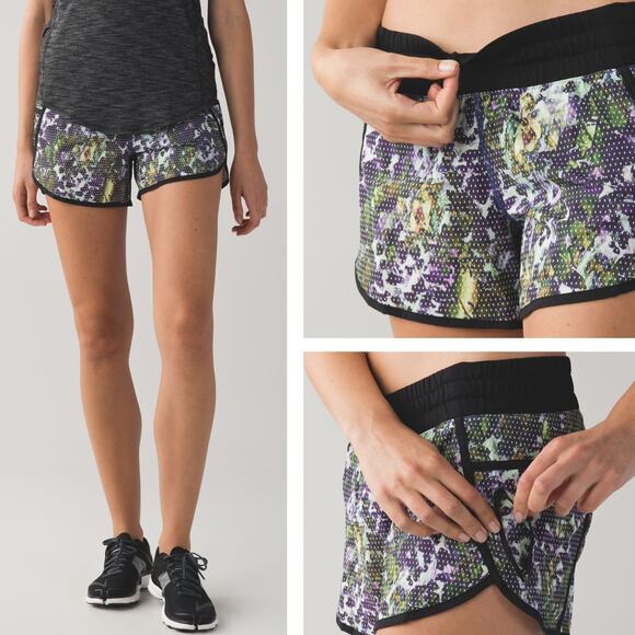 LULULEMON Tracker Short III 4-way Stretch Size 4 Floral Sport White Multi - Picture 1 of 9